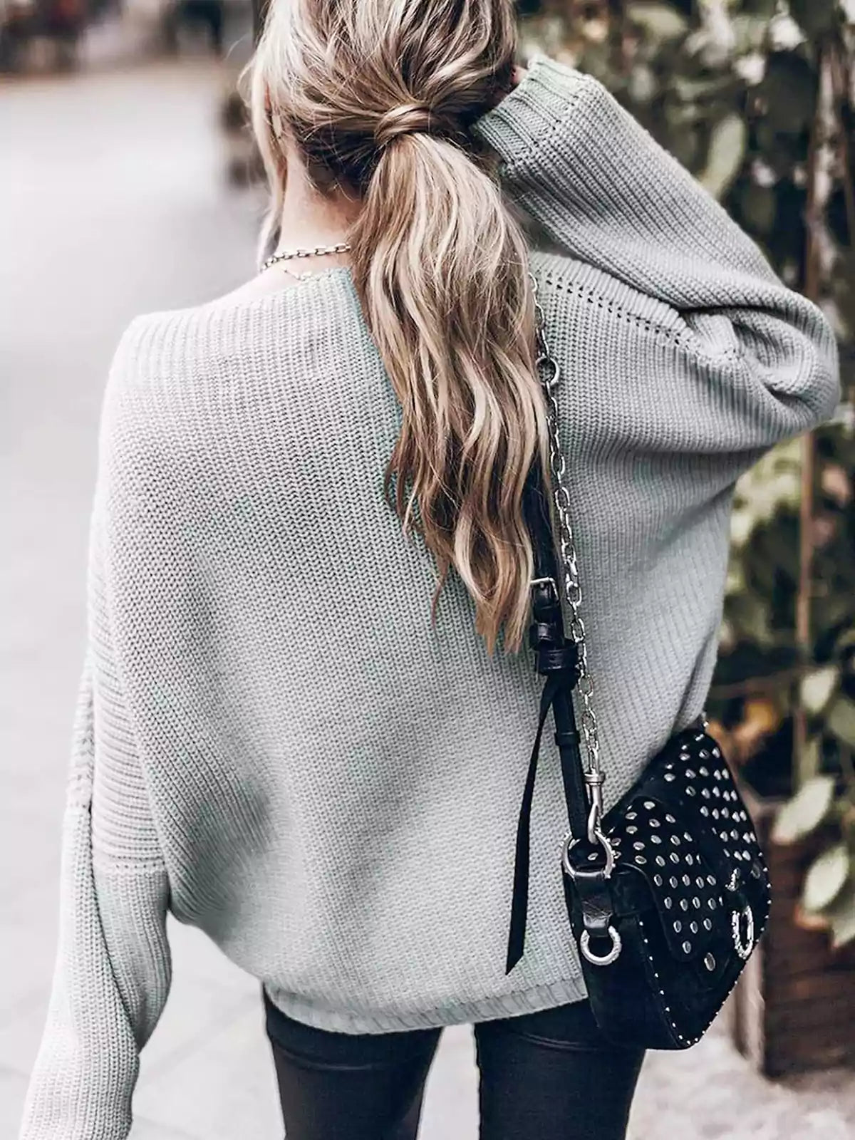 Oversized pletený svetr Batwing a nařasená minisukně