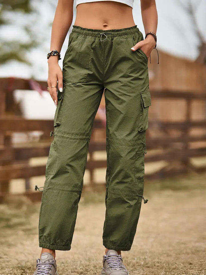 Pantalons cargo ajustables à poches multiples tendance