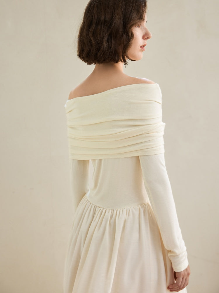 Robe midi style Hepburn à épaules dénudées