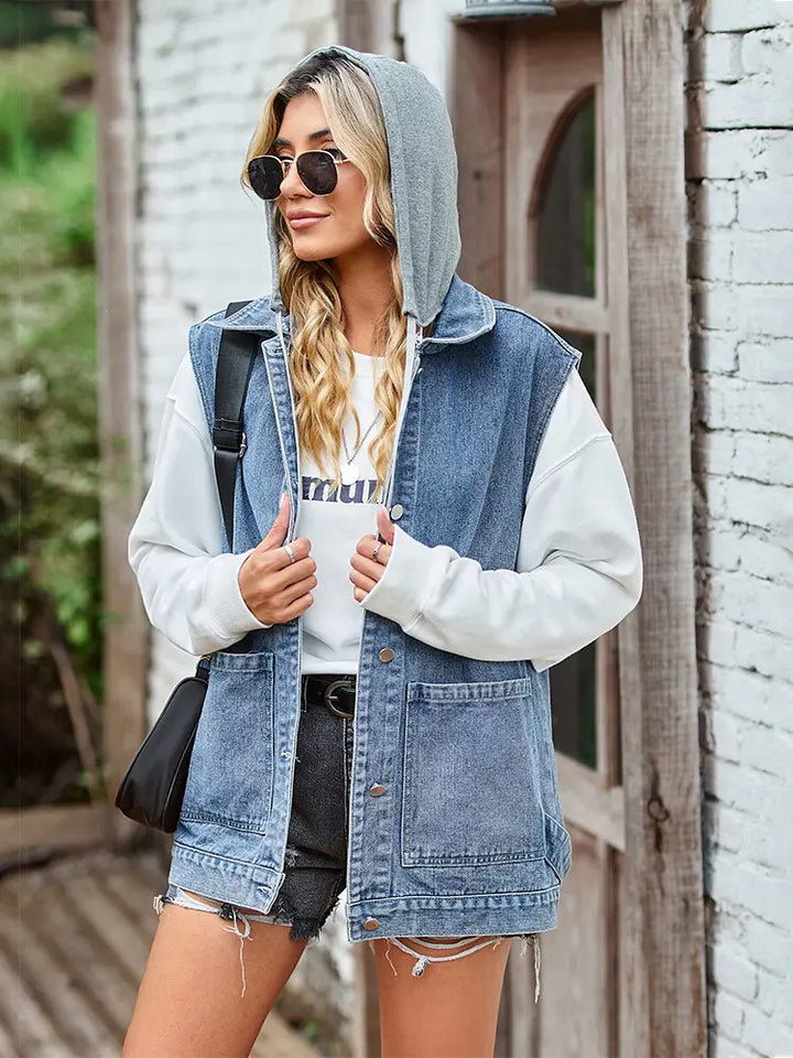 Trendy Loose-Fit Denim Vest