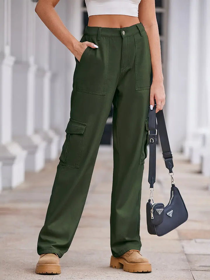 Pantalones cargo de mezclilla con cordón de primavera