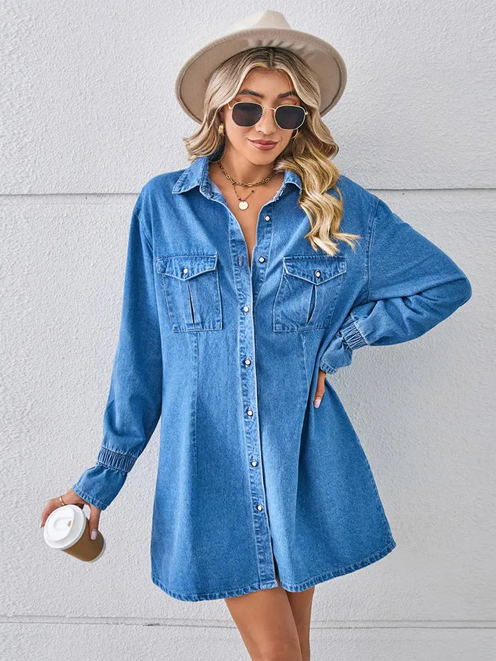 Loose-Fit Washed Denim Dress