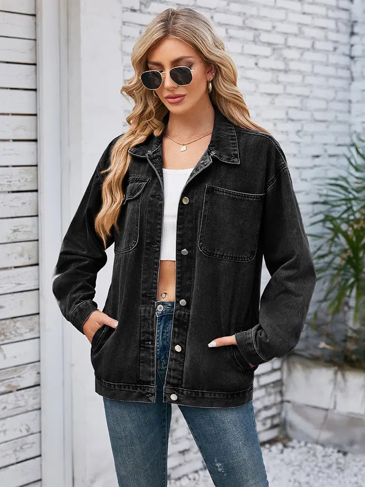 Style de veste en denim rétro lavé