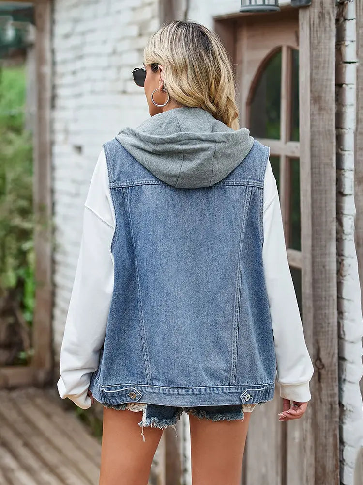 Loose-Fit Denim Vest Tank Top