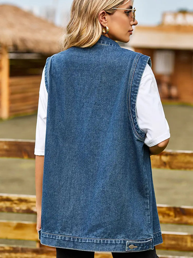 Gilet in denim senza maniche chic