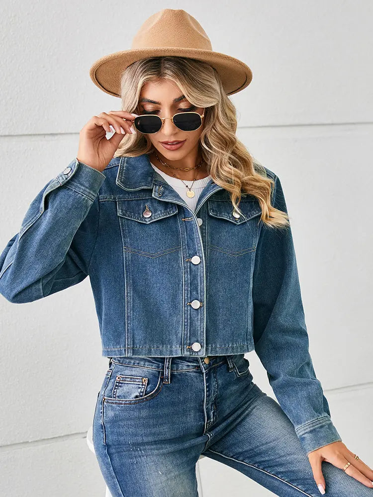 Veste en denim cropped de style américain