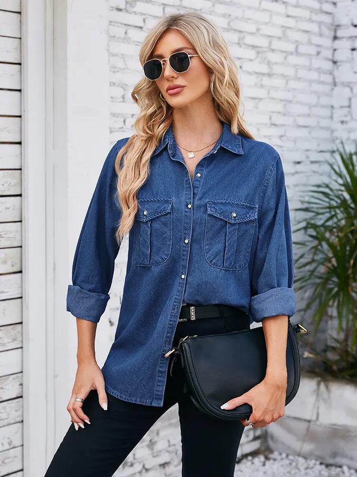 Chemise en denim léger délavé