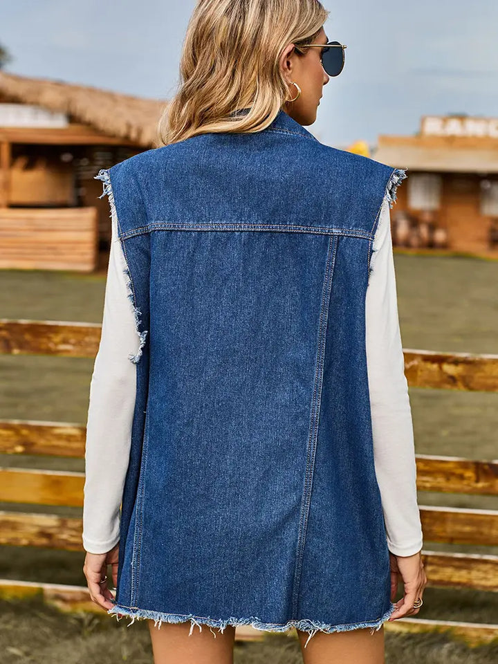 Trendy Sommer Denim Vest Uden Ærmer Top