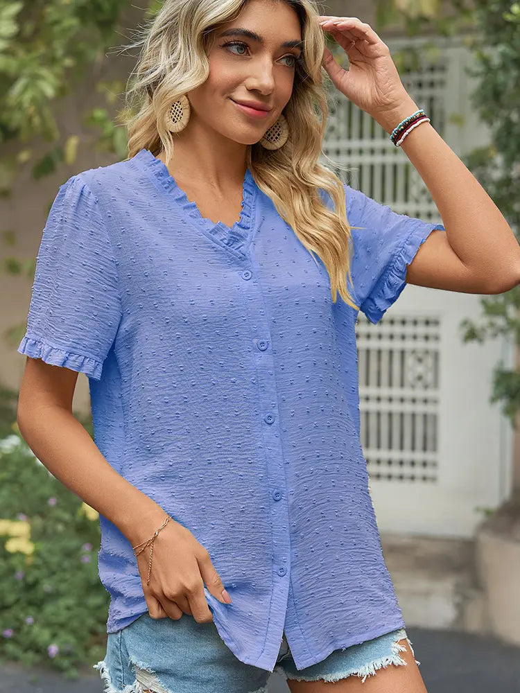 Blusa de Chiffon com Corte e Mangas Princesa Chic