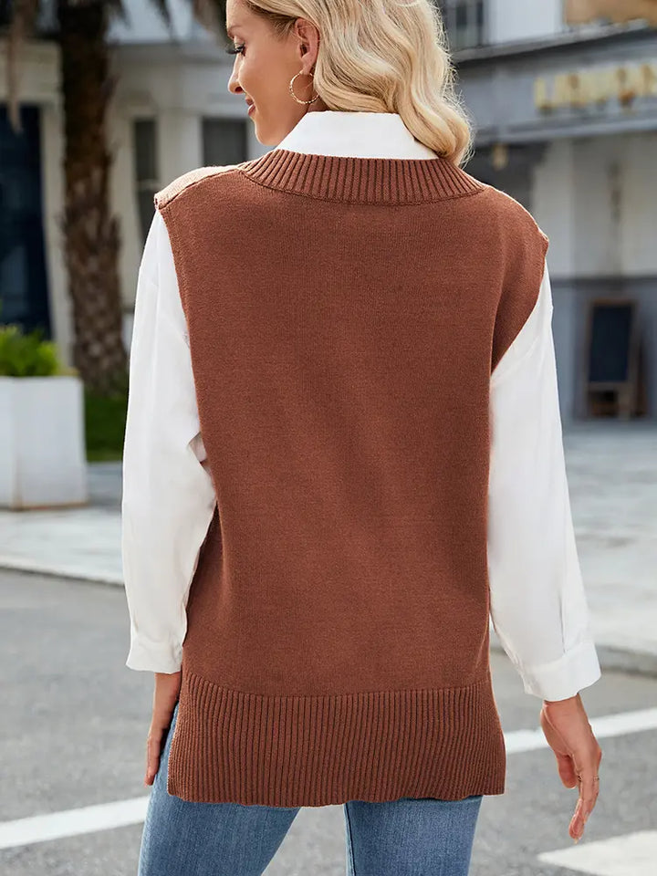 V-hals Slim Knit Vest