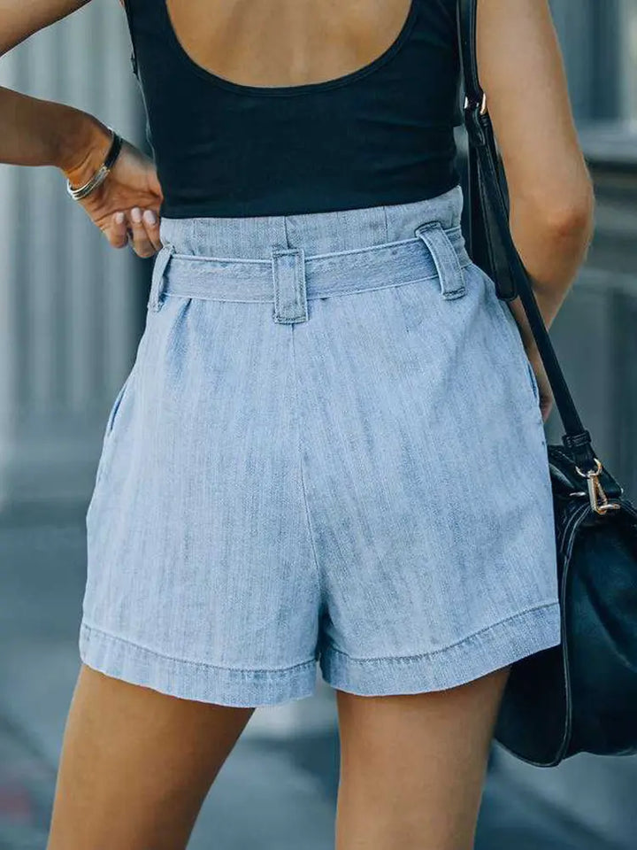 Trendig Högmidjade Jeansshorts