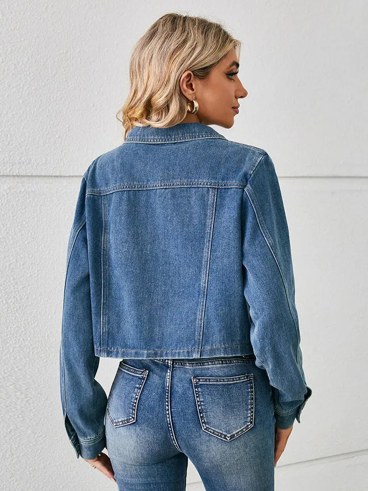 Amerikansk stil cropped denimjakke