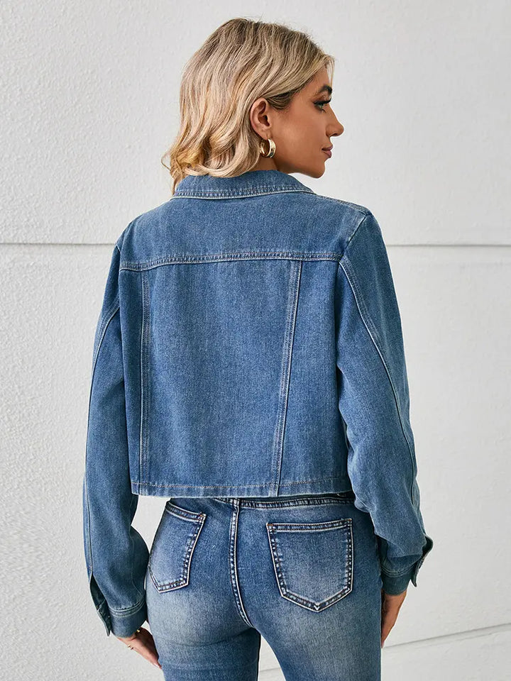 Amerikanong Estilo na Naka-crop na Denim Jacket