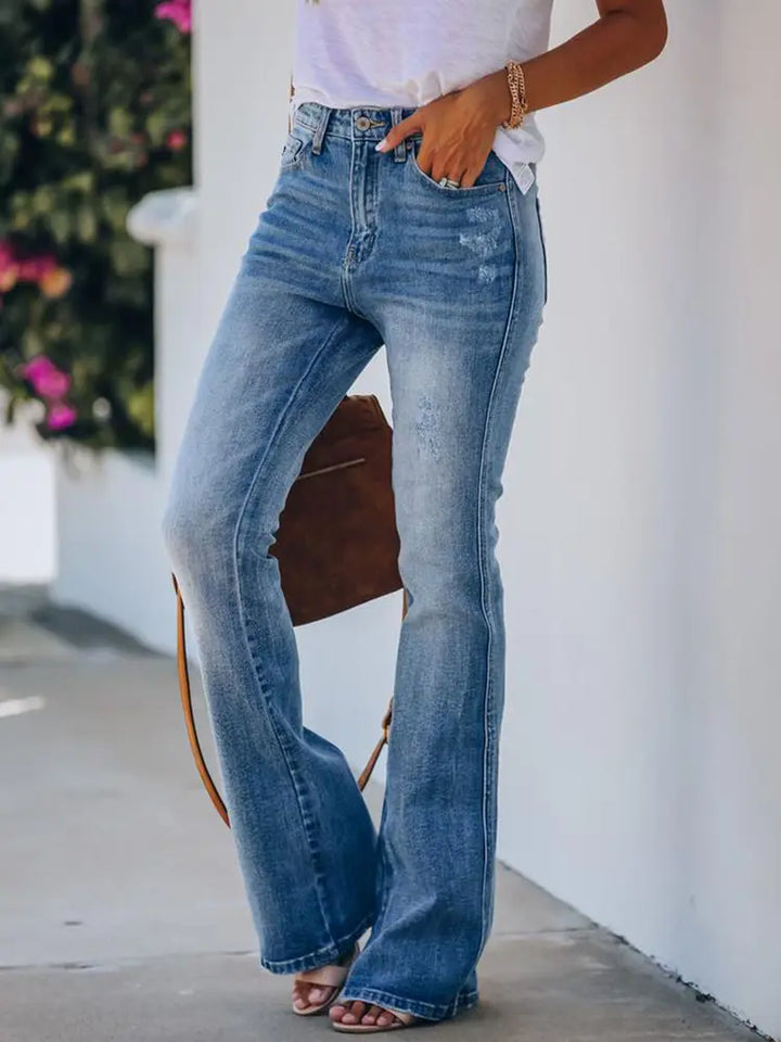 Flatterende højtaljede denim-bell-bottoms