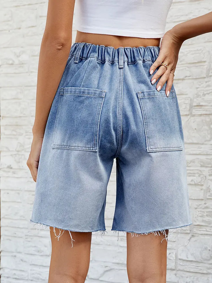 Gradient Casual Denim Bermuda Shorts