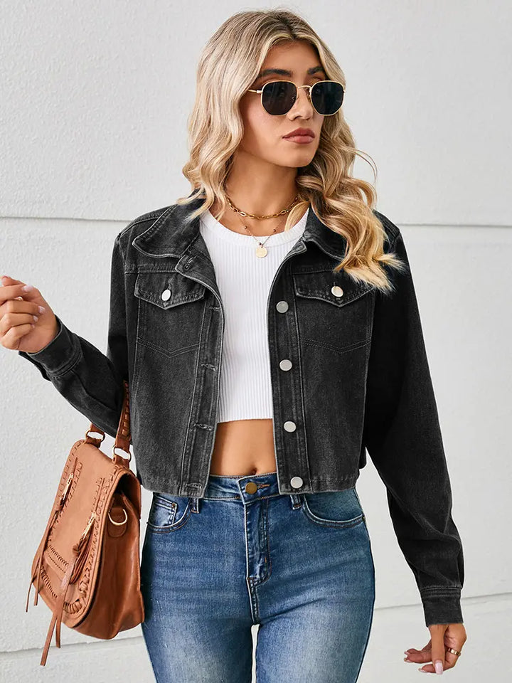 Veste en denim cropped de style américain