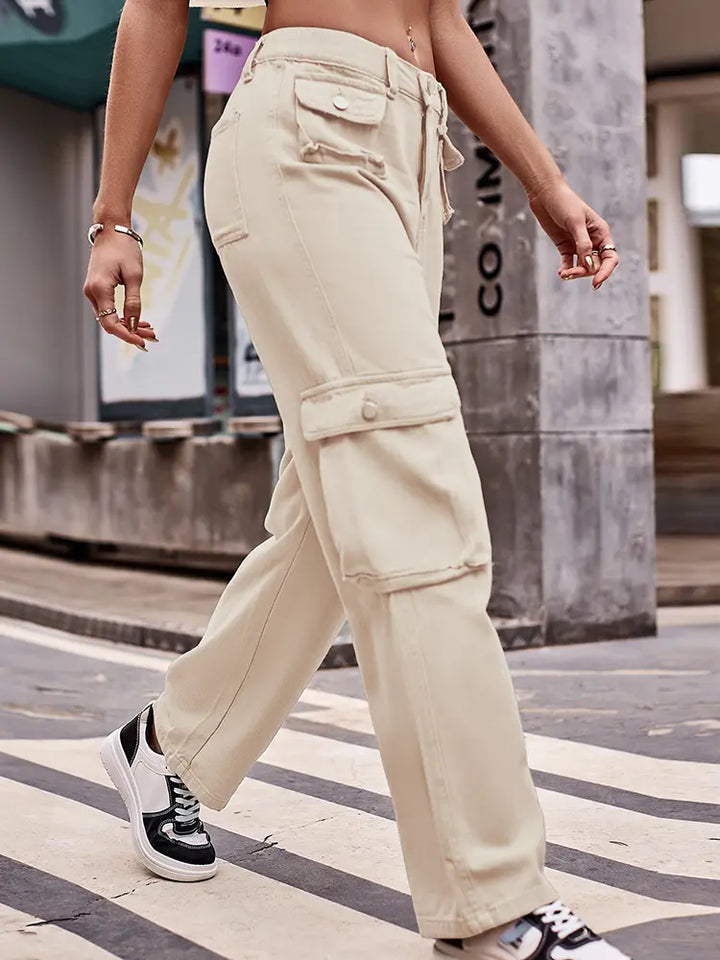 Multi-Pocket Utility Denim Cargo Pants