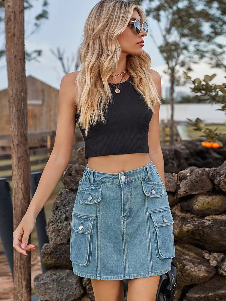 Sommer Utility Denim Mini Skirt