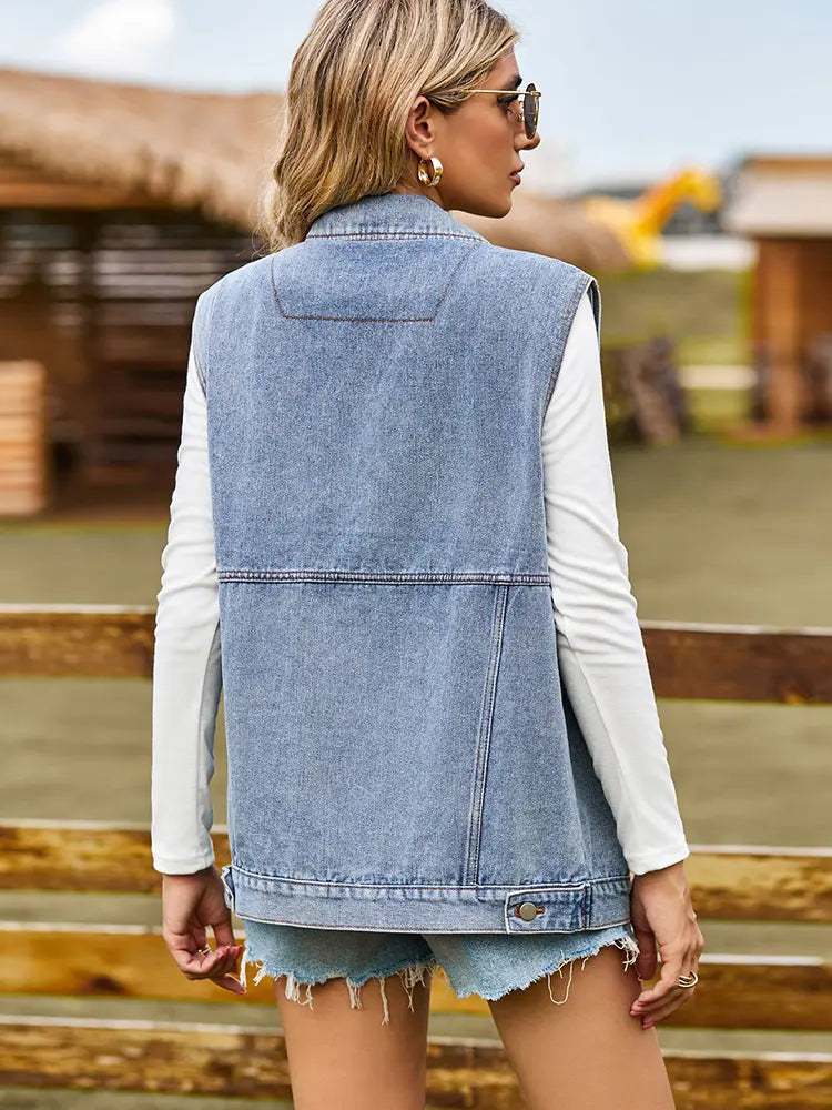 Gilet sans manches en denim à la mode