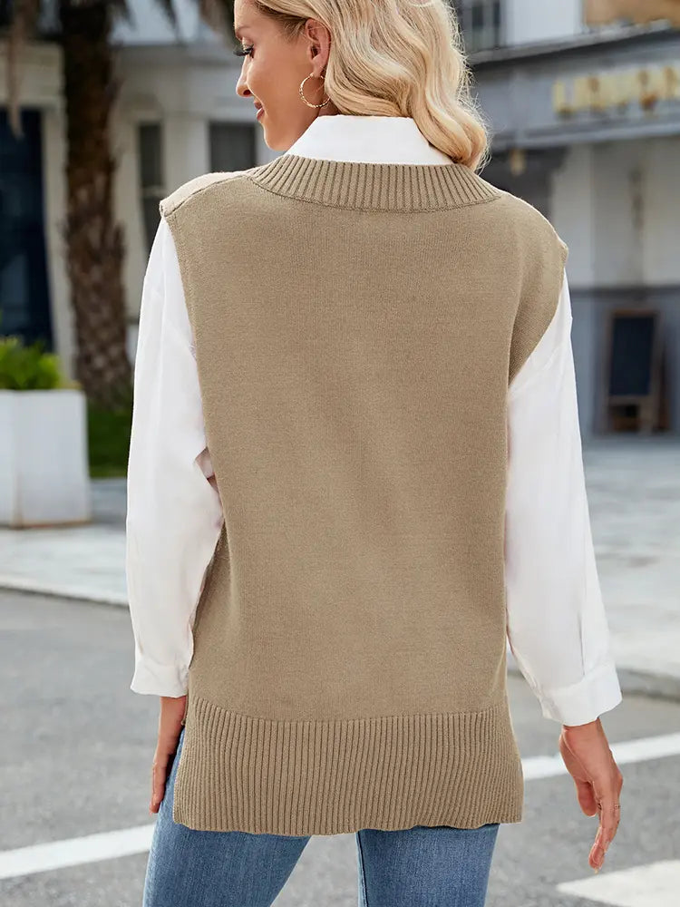 V-hals Slim Knit Vest