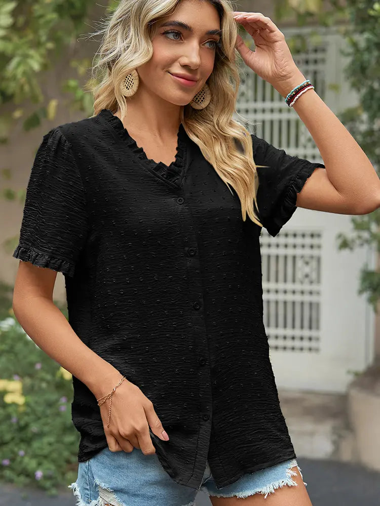 Blusa de Chiffon com Corte e Mangas Princesa Chic