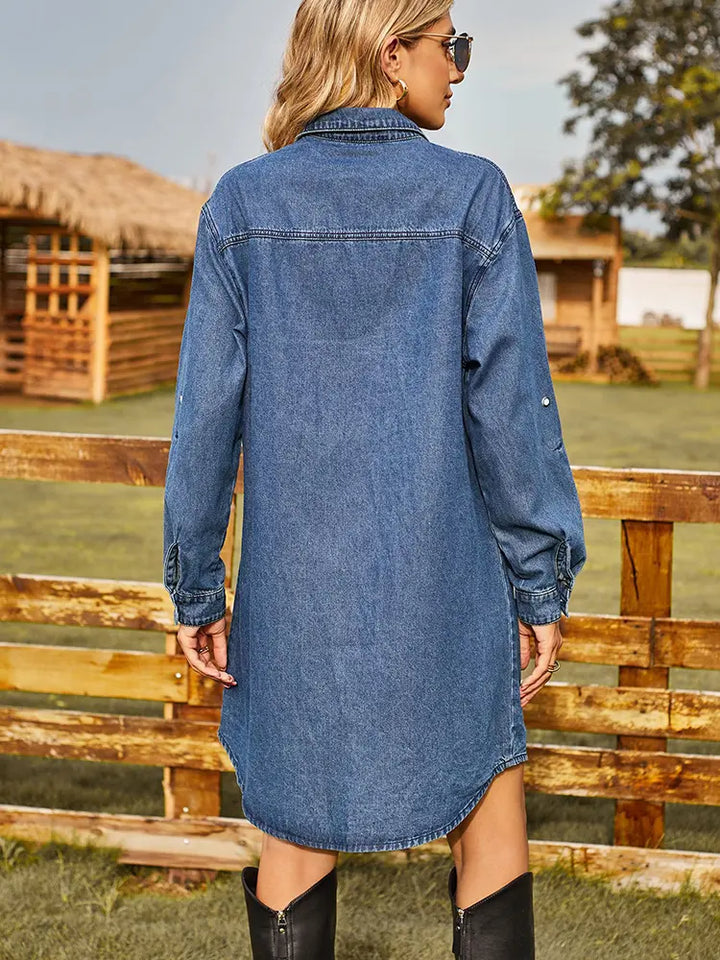 Robe en denim ajustable à coupe décontractée