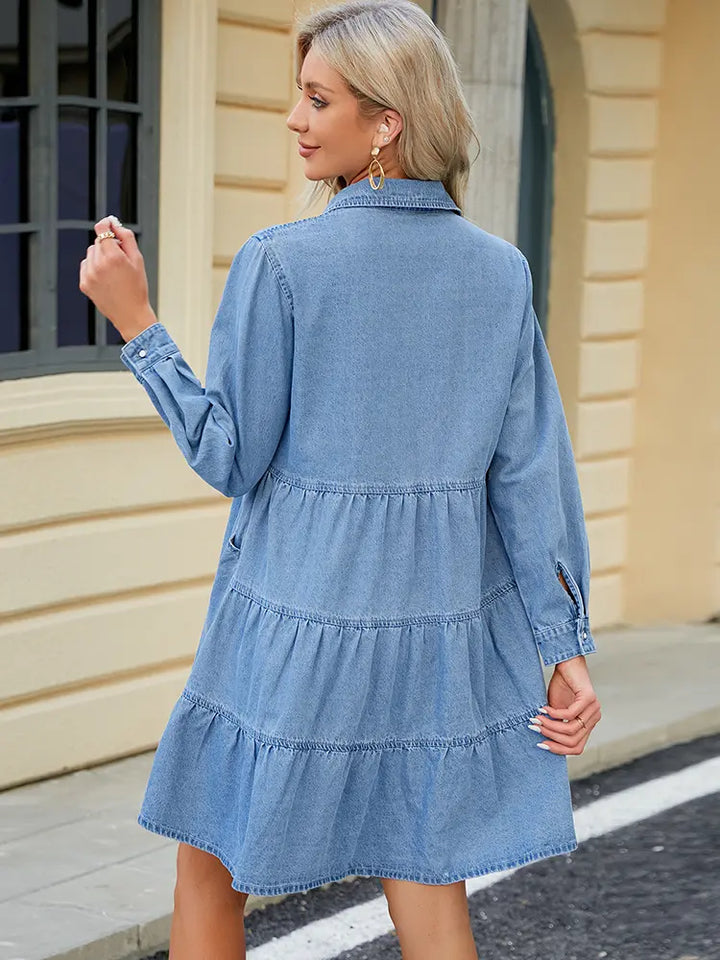 Robe midi en denim à coupe décontractée