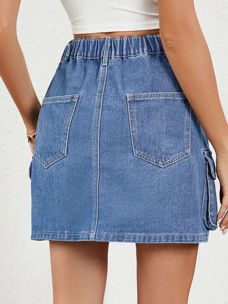 Justerbar Talje Denim Mini Skirt