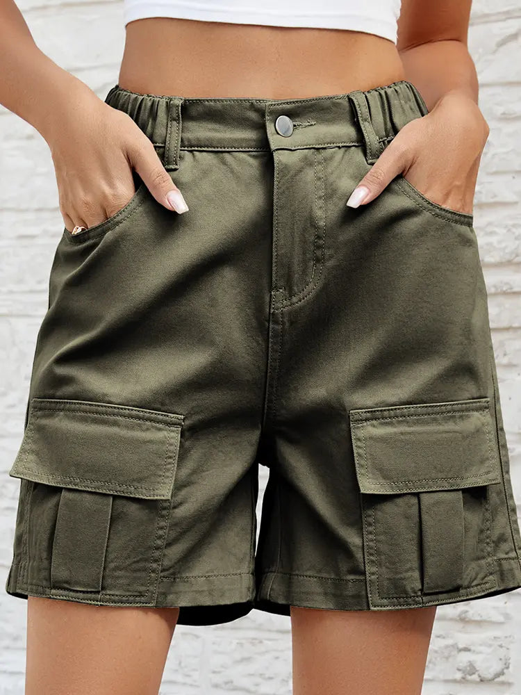 Vaskede elastiske utility denimshorts