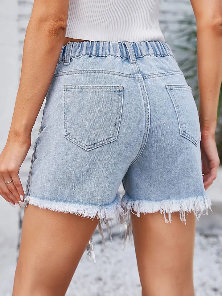 Sparkling Embellished Fringe Shorts