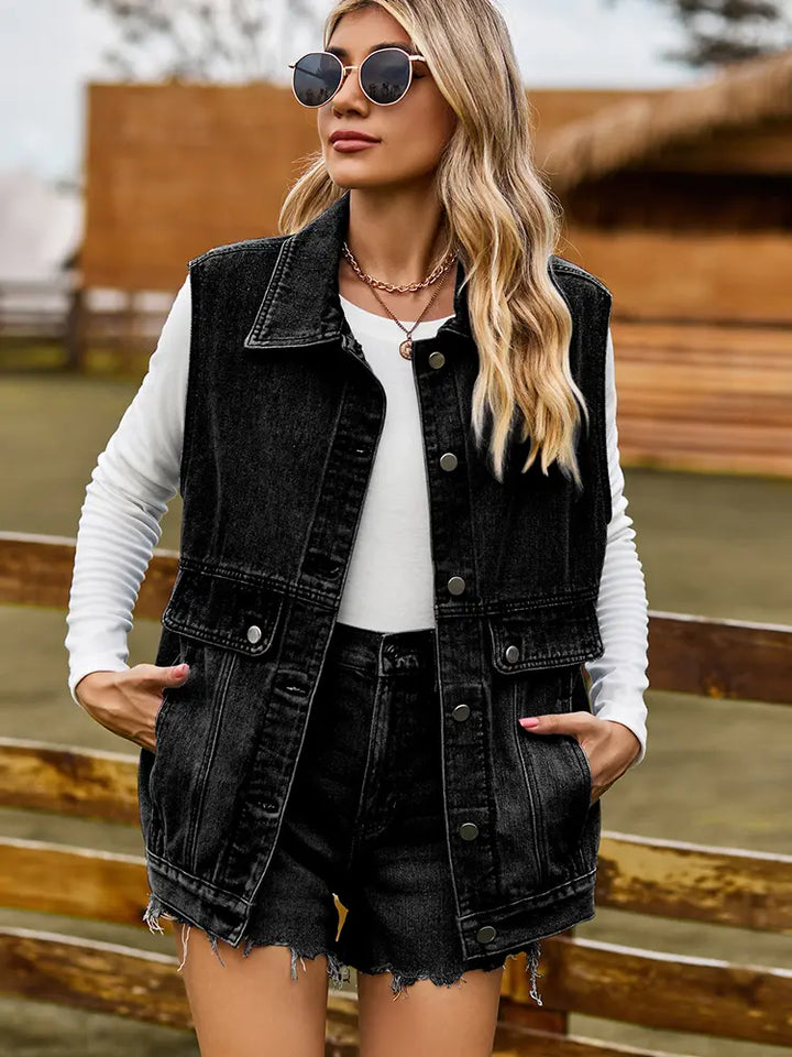 Gilet senza maniche in denim alla moda