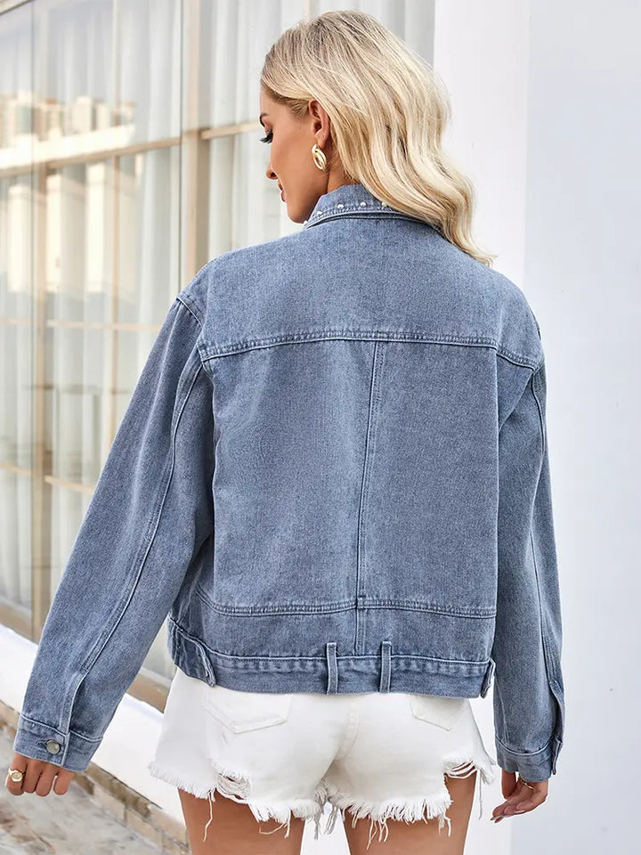 Veste en denim punk décontractée à clous de printemps