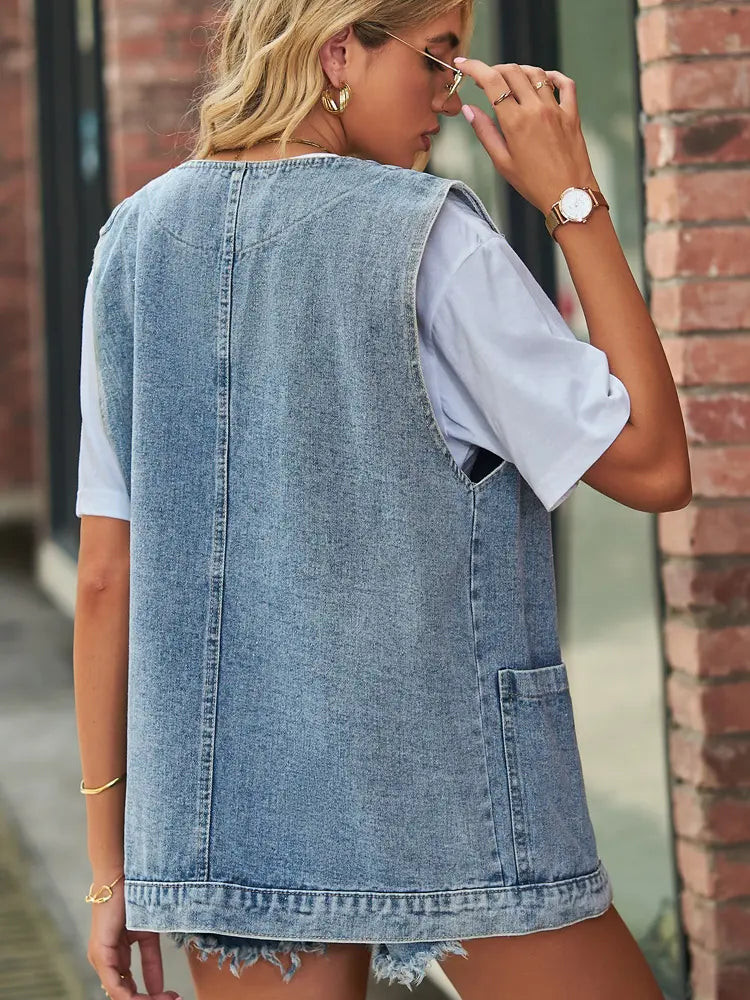 Gilet en jean sans manches élégant