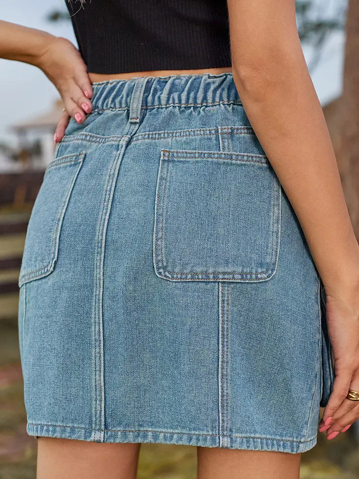 Summer Utility Denim Mini Skirt