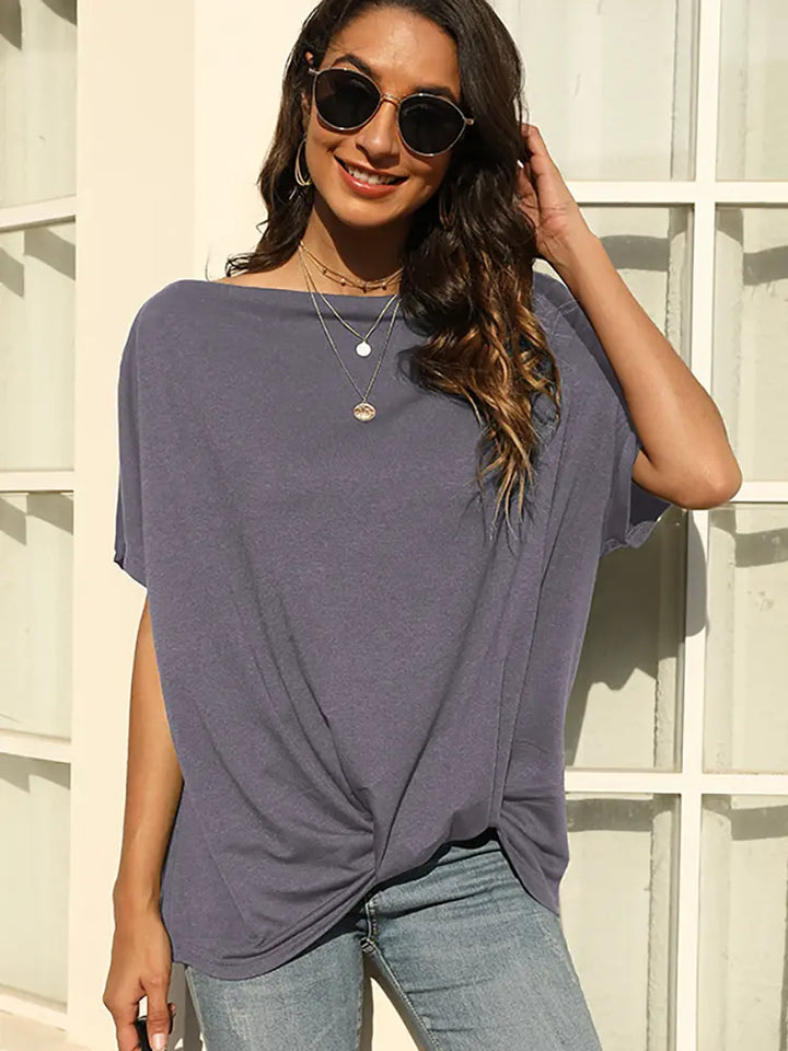 Solid Color Off-Shoulder T-Shirt