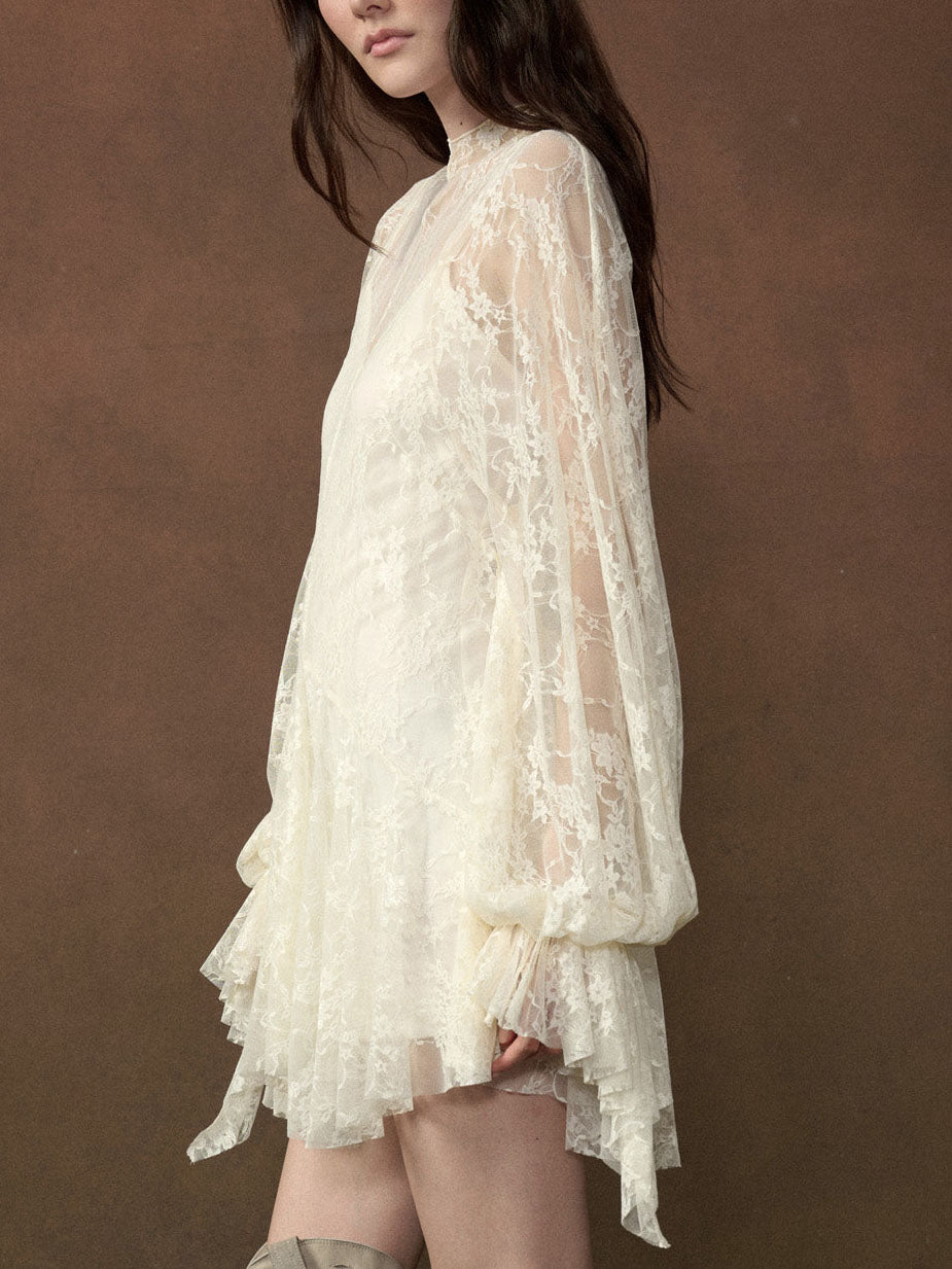 Floral Lace Layered Mini Dress