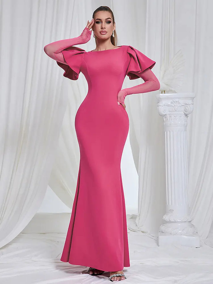 Elegantes Mesh Langarmkleid