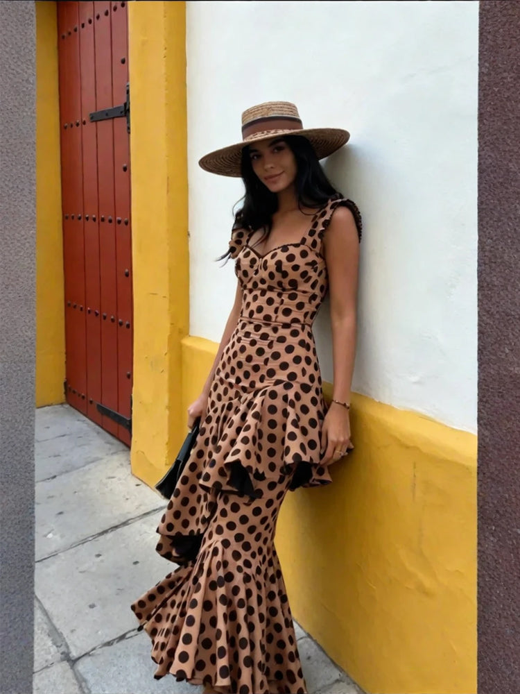 Set ng Crop na Flamenco na may Polka Dot