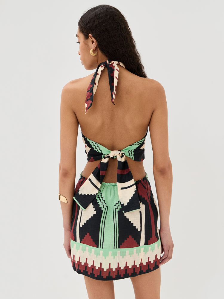 Robe de plage à bretelles avec imprimé