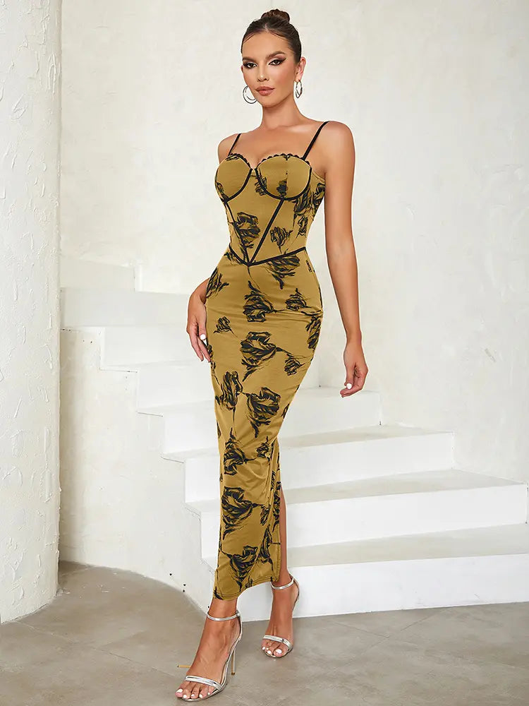 Floral Slit Bodycon Dress