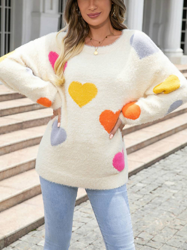 Furry Love Sweater na may Puso