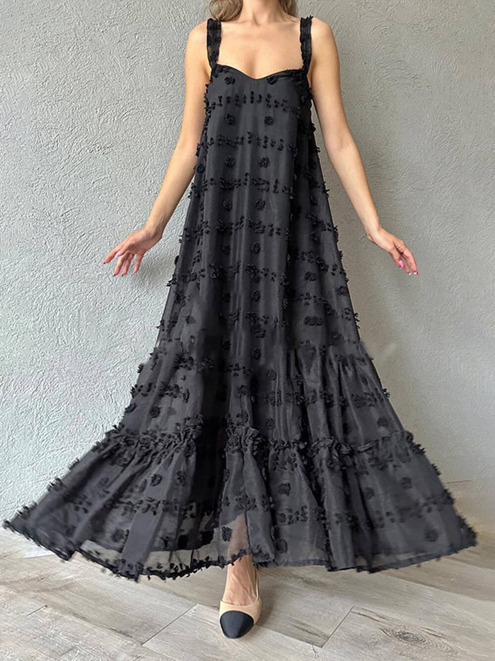 Magandang Bulaklak na Dekorasyon A-Line Layered Loose Maxi Dress