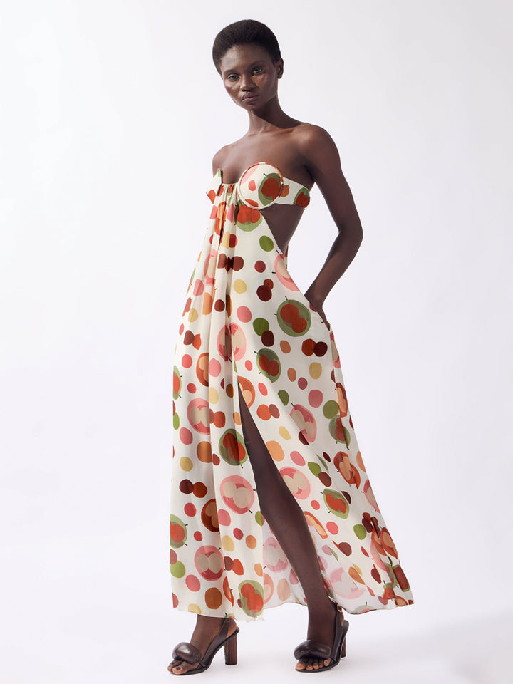Vestido Longo Tomara que Caia Fenda Lina Pois