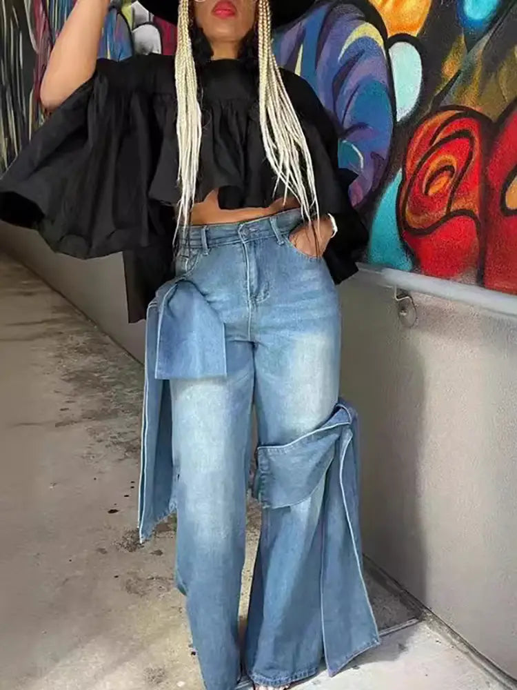 Vasket denim med høy midje