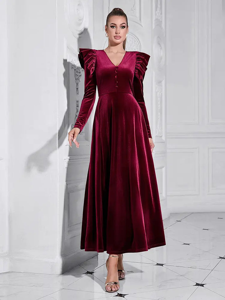 Rochie maxi elegantă cu decolteu în V