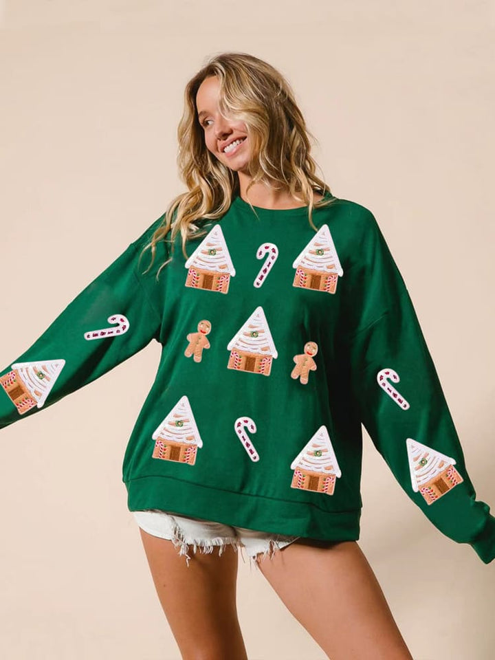 Sequin Gingerbread Man Christmas Top