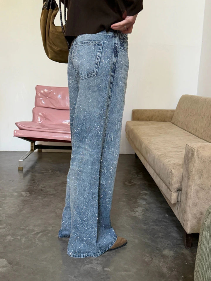 Andi Rhinestone Wide-Leg Jeans
