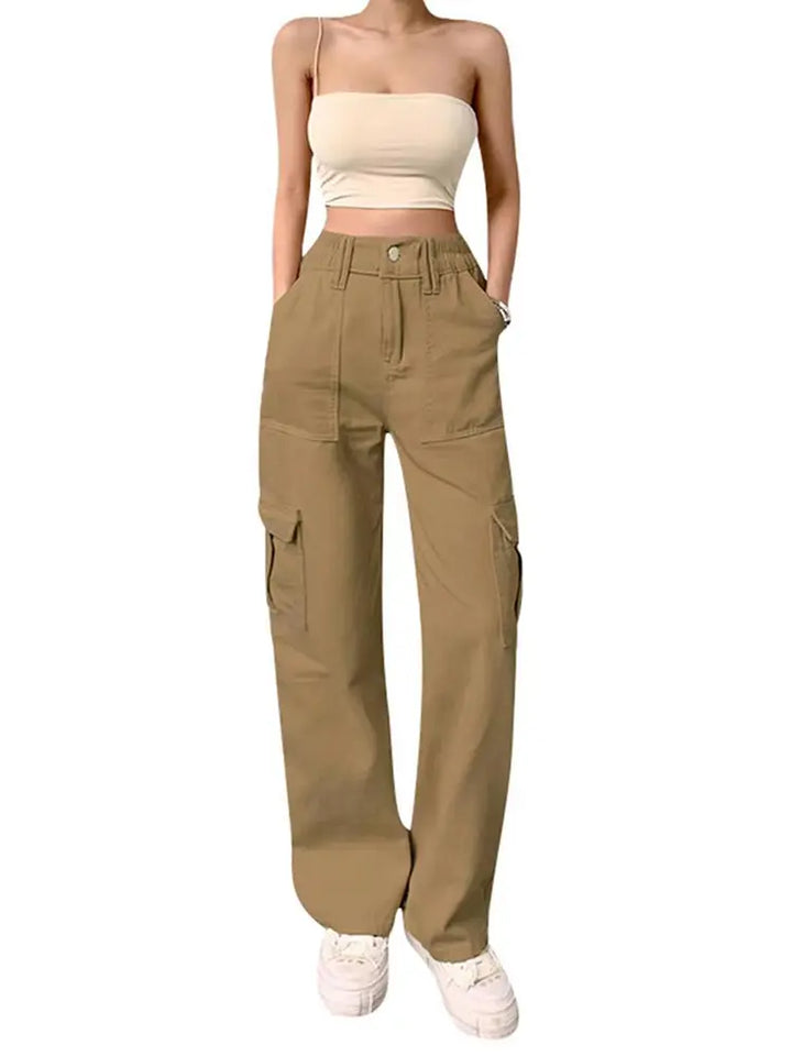 High-Waist Slim Cargo Pants