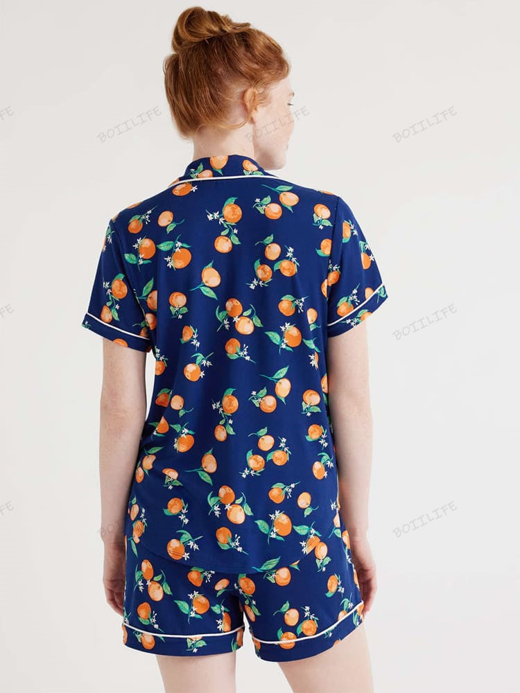 Casual loungewear overhemd en korte broek met bloemenprint