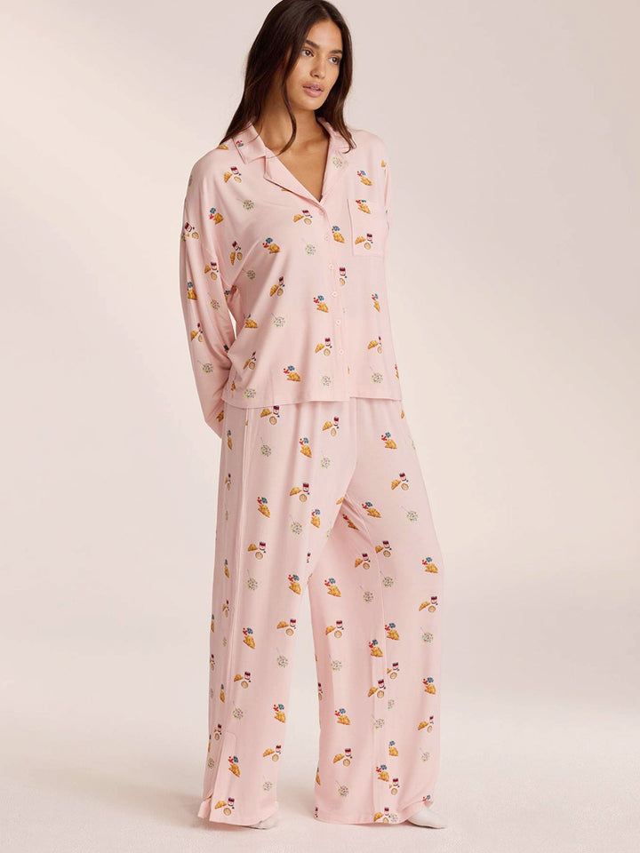 Conjunto de Pijamas Food Print - Rosa Poeira